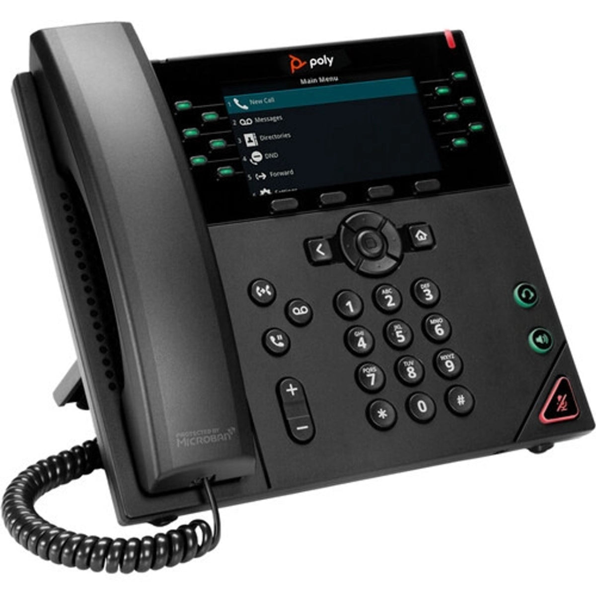 Poly VVX 450 IP Phone - Corded - Corded - Wall Mountable Desktop - Black - VoIP - 2 x Network (RJ-45) - PoE Ports